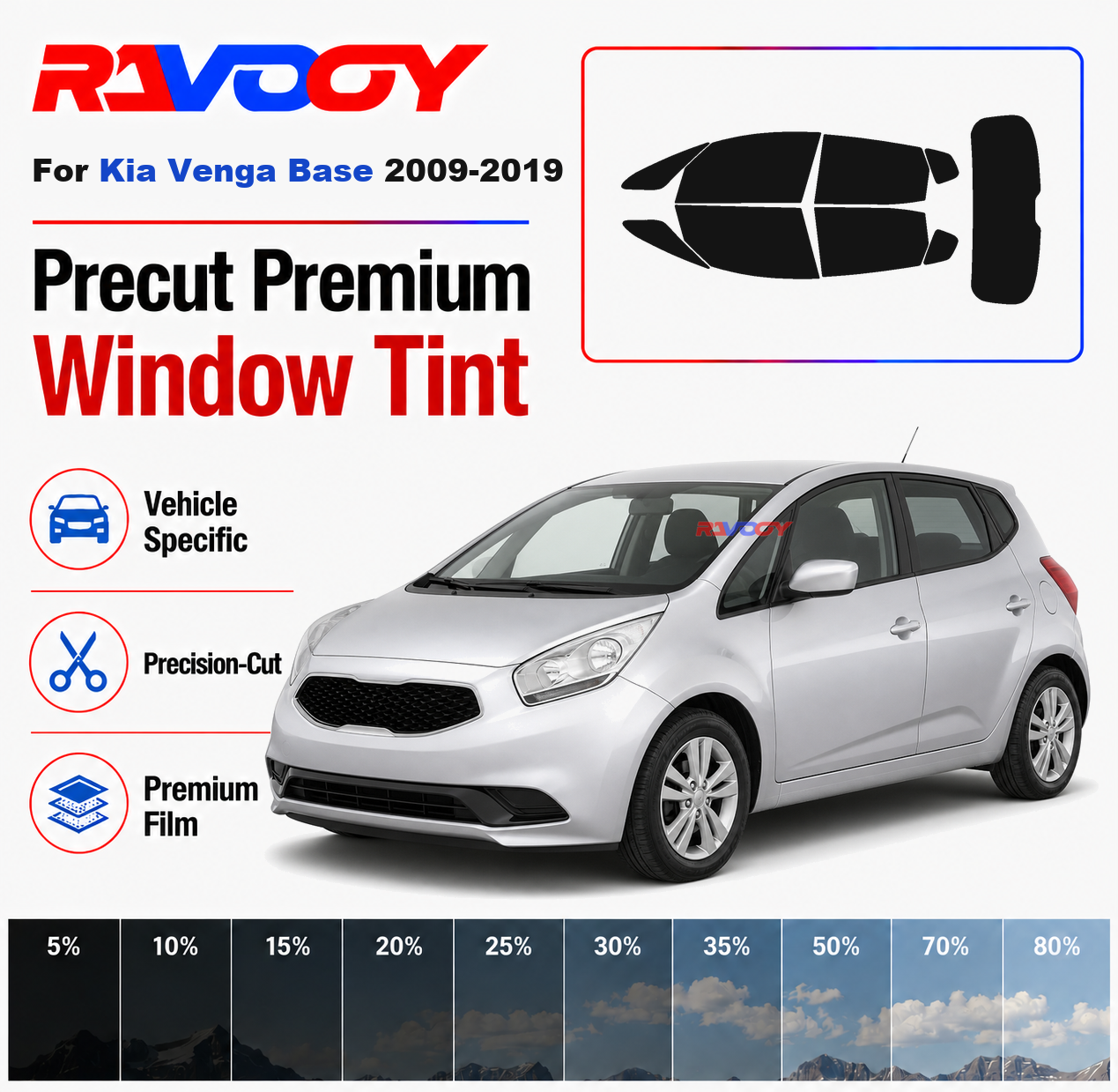 Privacy Screen Protector - Premium-Fenstertönungsset für die vorderen und hinteren