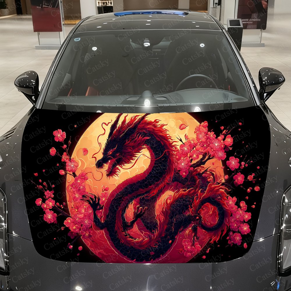Full Cover Adhesive - Full Moon Sakura Dragon Auto-Vinylfolie, wasserdichter