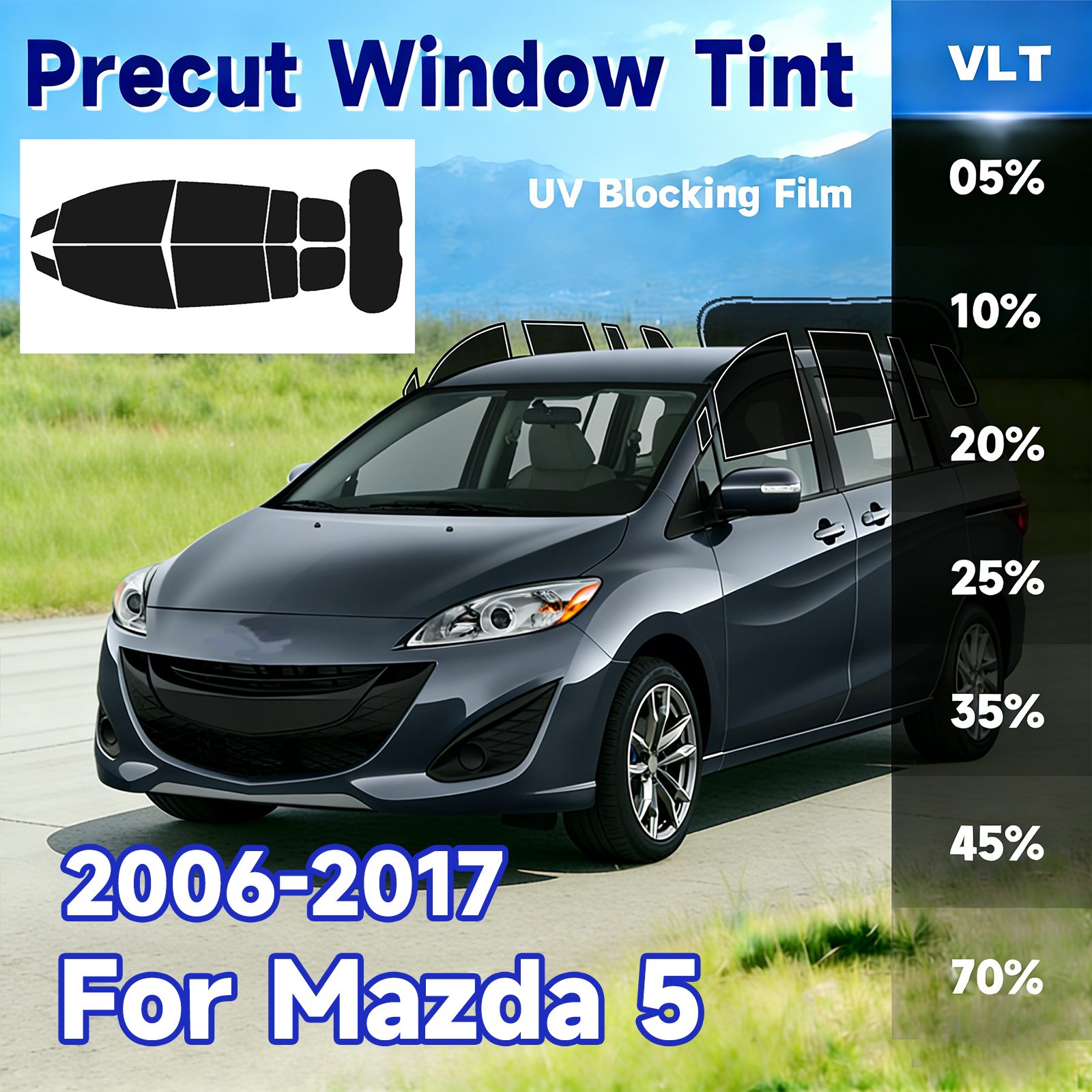 Glass Protector Auto - Vorgefertigte Autofensterfolie für Mazda 5 2006-2017
