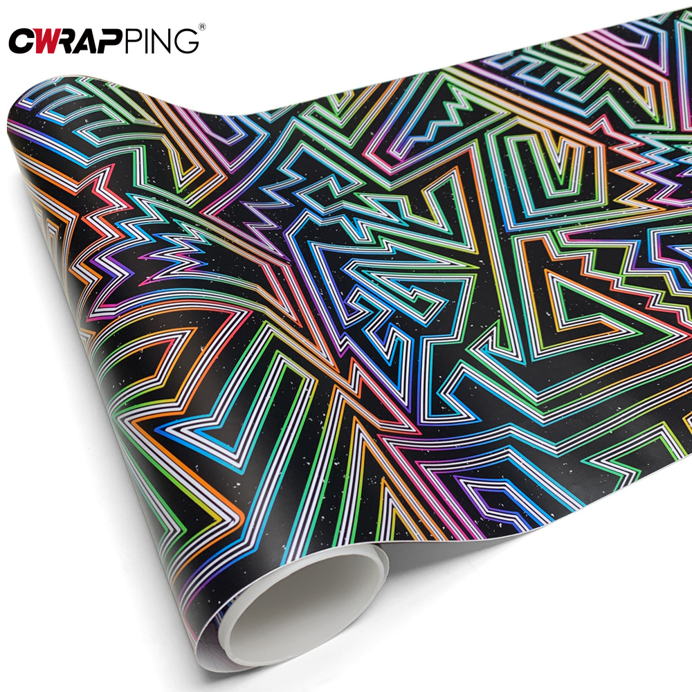 Full Cover Adhesive - Regenbogen-Linien Auto-Vinylfolie mit Luftfreisetzung, Selbstklebende Vinylfolie