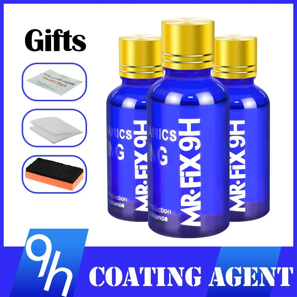 Nano Liquid Coating - 3-teiliges 9H Auto-Flüssigkeramik-Coating-Set, superhydrophobes Glasbeschichtungsset, Polysiloxan