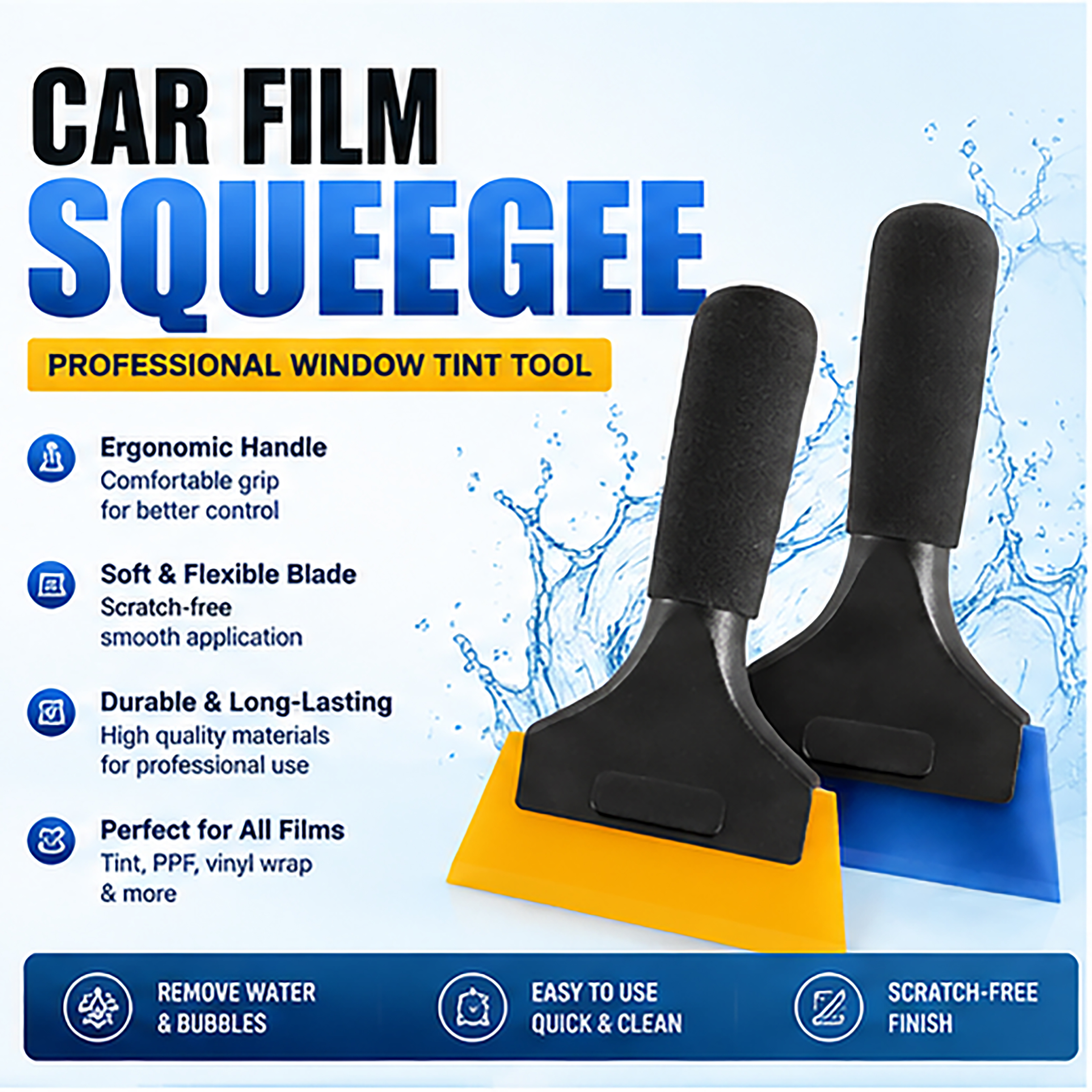 Air Bubble Remover - Auto-Kratzschutz-Vinylfolien-Rakel für PPF-Fensterfolienmontage, Luftblasen- und Wasserentfernung,