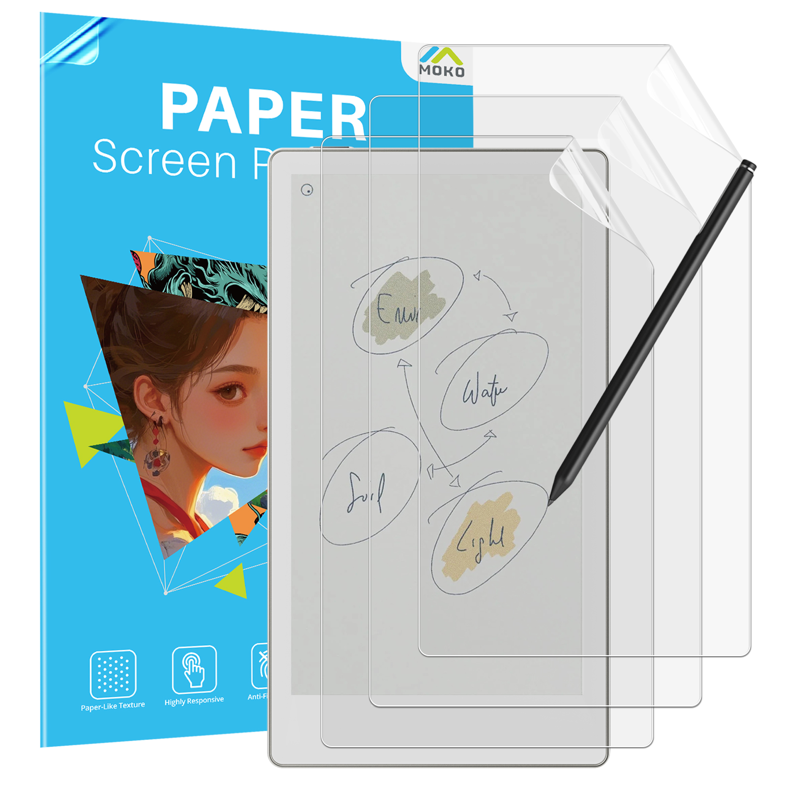 Matte Anti Glare Screen - 3er-Pack PaperFeeling Displayschutzfolie für 7,3