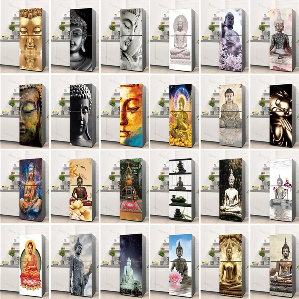 Full Cover Adhesive - Buddha Kunst Vinyl Kühlschrank Aufkleber volle
