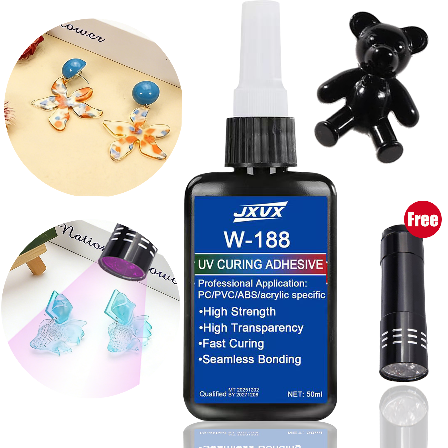 Liquid Uv Glue Kit - 1,76 oz UV-Harz-Sets mit Lampe; Epoxidharzkleber;