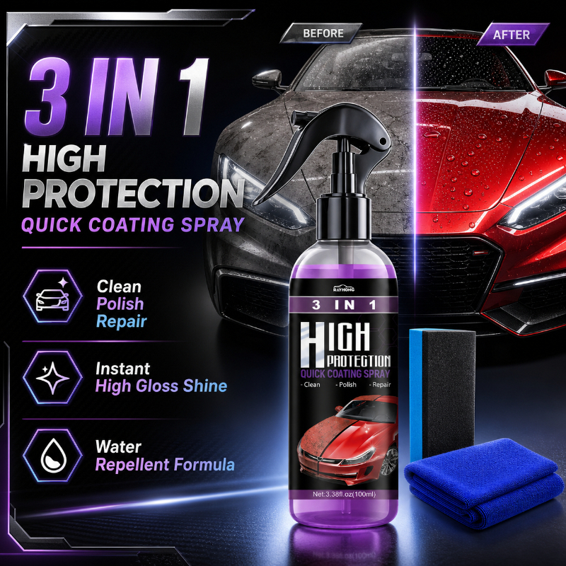 Nano Liquid Coating - 3 IN 1 Auto-Keramikbeschichtungsspray, Nano-Kristall-Hydrophob-Schicht, hoher
