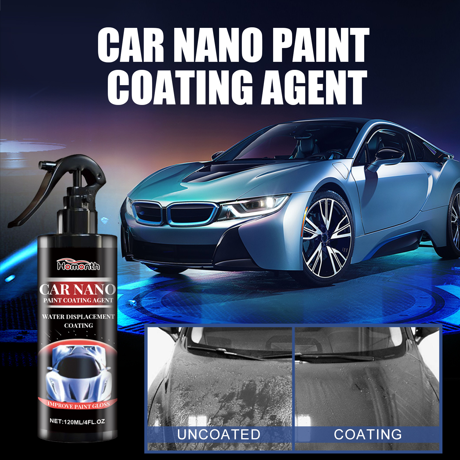 Nano Liquid Coating - Nano-Keramikbeschichtungsspray, Autolack-Schutz, hydrophober Glanzverstärker, Kratzerreparatur, Flecken-