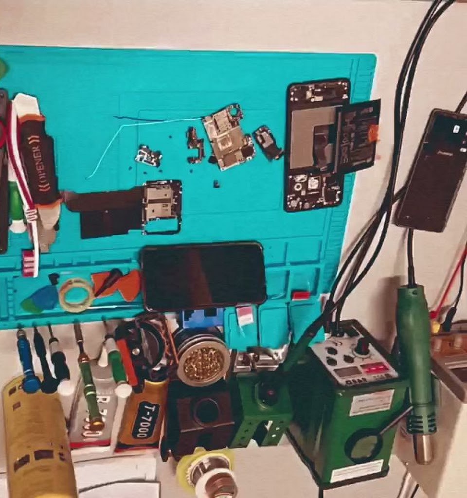 Mikrolötarbeit an einem Mainboard